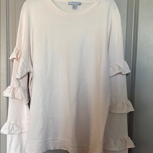 Saks Fifth Avenue Cream Ruffle Sleeve Sweatshirt